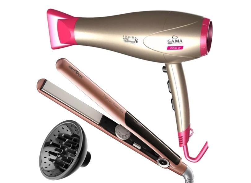 Secador De Cabelo Gama 2200w Salão Difusor Prancha Titanium