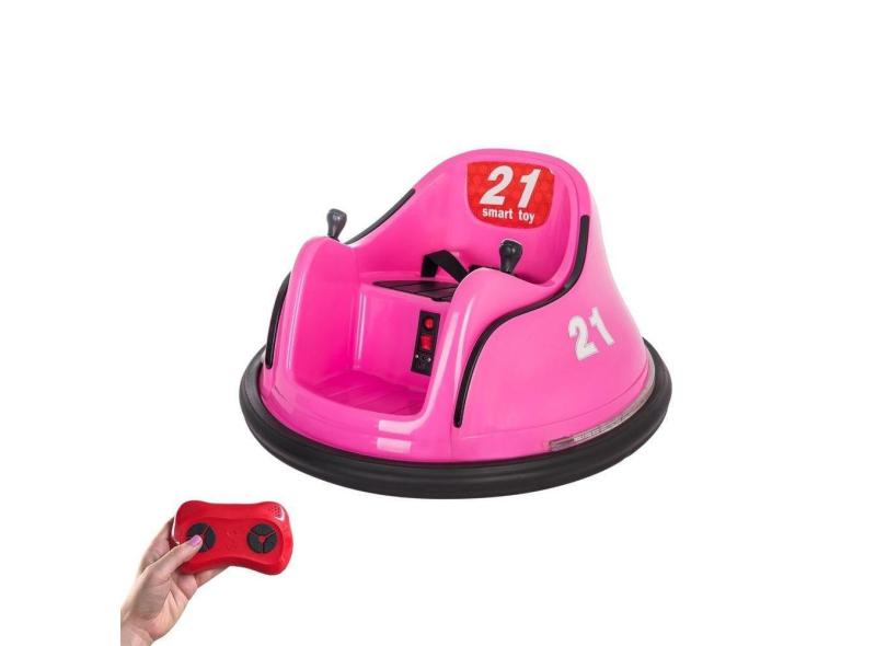 Carrinho Bate-bate Elétrico 6v Rosa Com Controle Remoto