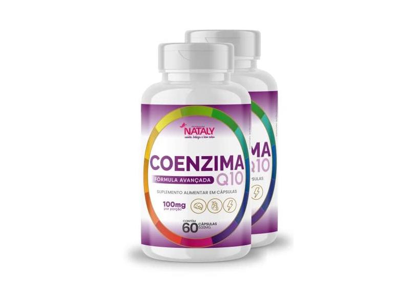 Kit Com 2 - Coenzima Q10 100% Pura Com 100mg Por Porção 60 Cápsulas Nataly