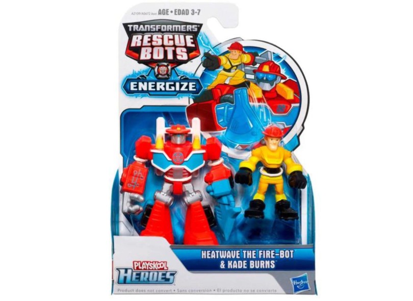 Boneco Transformers Playskool Heroes Heatwave The Fire-Bot e Kade Burns - Hasbro