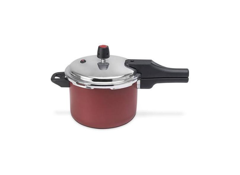 Panela De Pressão Vermelha Fechamento Externo 4,5L Aluminio Antiaderen