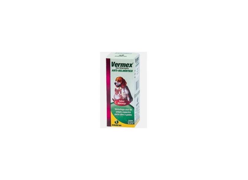 Vermex 20 mL Indubras Vermífugo Oral Para Cães e Gatos - 10 Unidades em ...