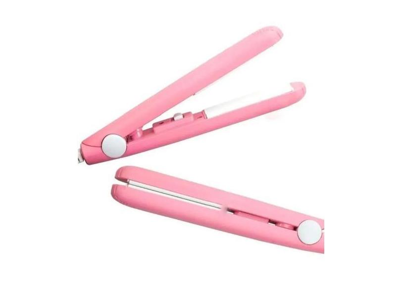Mini Chapinha Portátil Alisa E Ondula 15cm Rosa . - Mkb