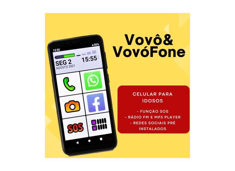 Celular vovo&vovofone 16gb icones grandes zap botão sos - Positivo