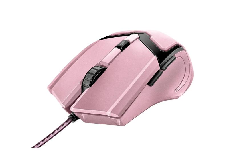 Mouse Gamer 4800 DPI com Fio Precisão para Jogos DPI Ajustável 6 Botões Trust GXT 101P GAV Pink