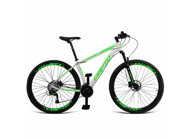 Bicicleta Aro 29 Cripto 24 Marchas Shimano E Freios A Disco - Branco-verde - 19 Branco-verde