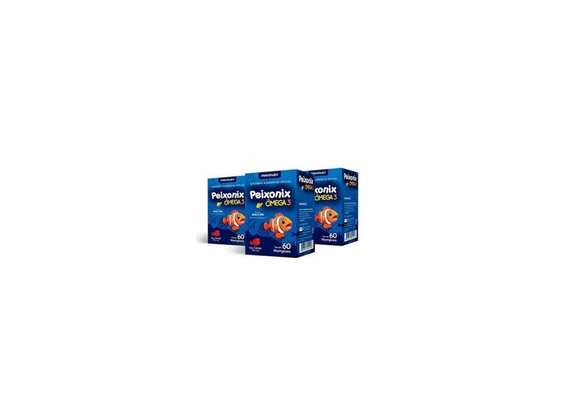 Kit 03 Peixonix Ômega 3 Mastigável Cereja 60 Caps Maxinutri