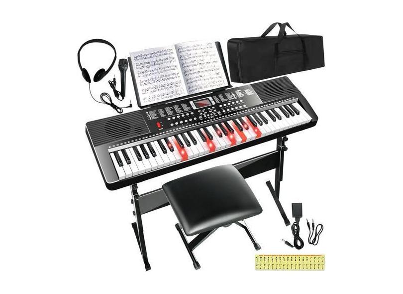 Piano de teclado AQNIEGEP elétrico de 61 teclas para iniciantes com ac