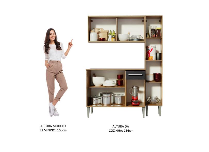 Cozinha Compacta 1 Gaveta 7 Portas Emilly Force Madesa