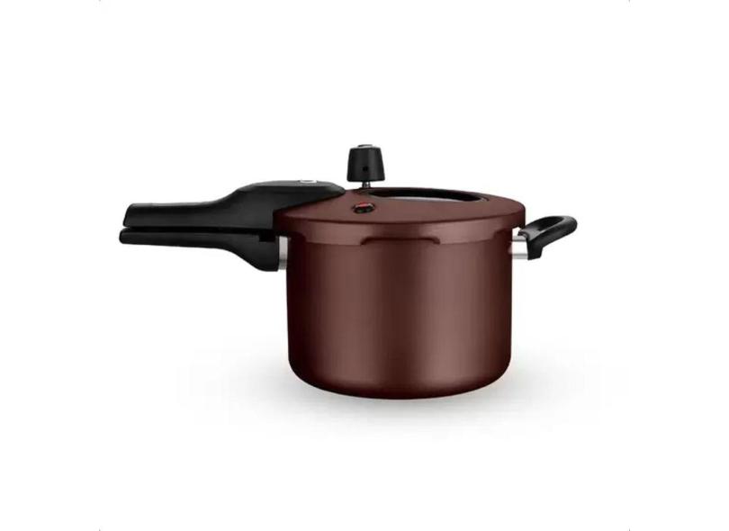 Panela De Pressão Com Visor 4,5 Litros Antiaderente Marrom Chocolate 7 Camadas Resistente MTA - 6603