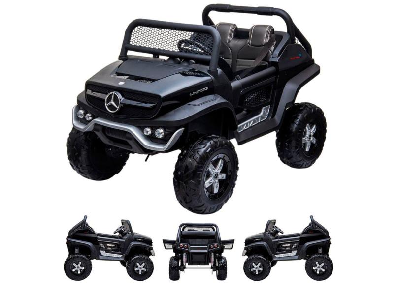 Carrinho Elétrico Infantil Mercedes Benz Unimog 24v 8km/h Suporta 30kg Controle Remoto Luz/Som Preto