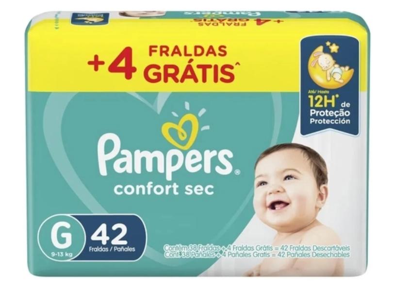 Fralda Pampers Confort Sec G 42 Und 9 - 13kg