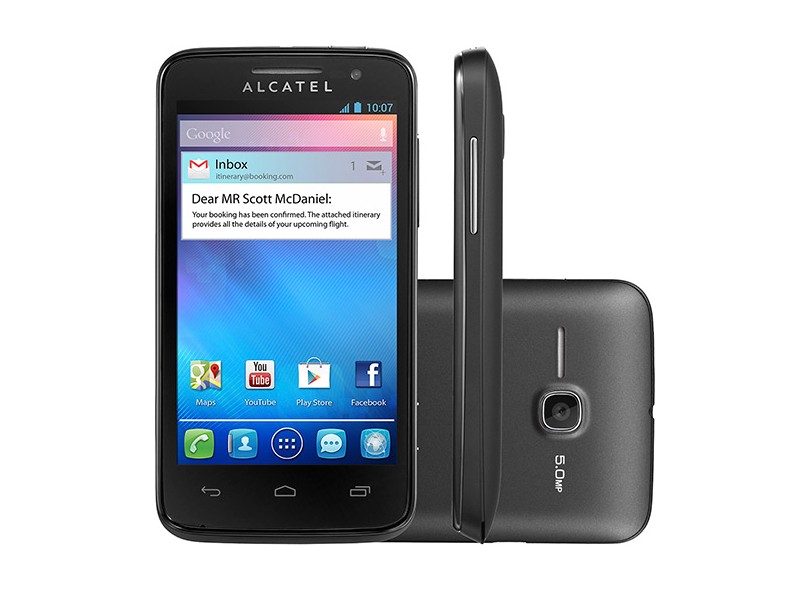 Smartphone Alcatel M'Pop Câmera 5,0 MP 2 Chips 4GB Android 4.1 (Jelly Bean) 3G Wi-Fi
