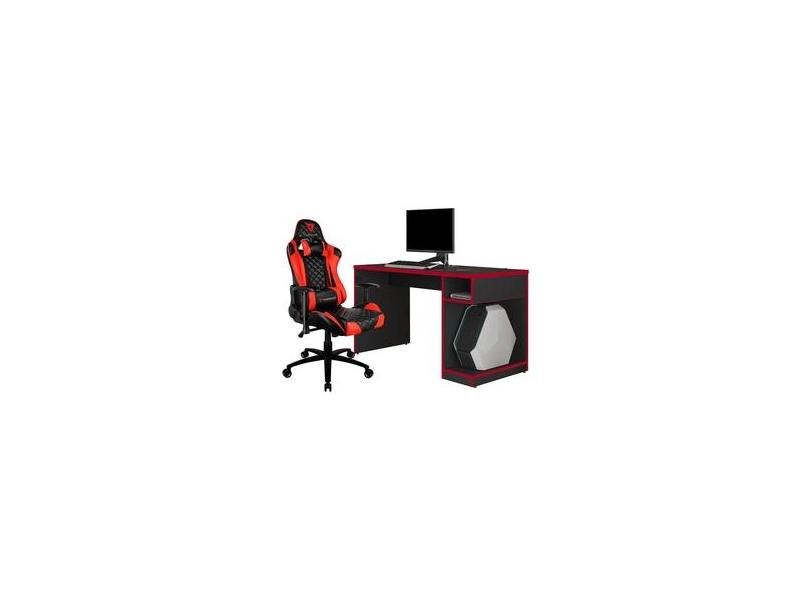 Kit Mesa Para Pc Gamer Legend Com Cadeira Gamer Tgc H Thunderx Preto Vermelho Lyam Decor