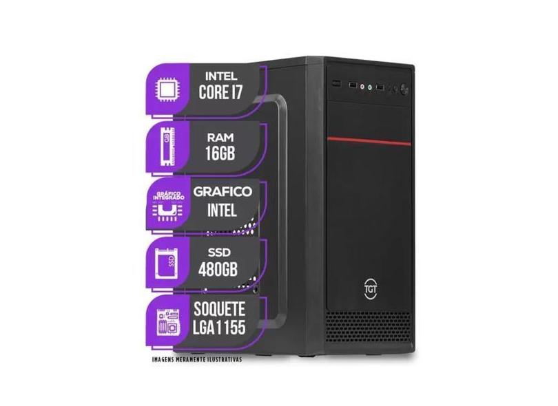 PC Computador CPU Intel Core i7, 16GB De Memória Ram, SSD 480GB