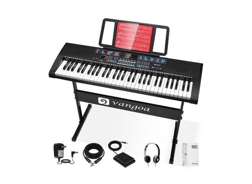 Piano de teclado Vangoa de 61 teclas com suporte para iniciantes, cria
