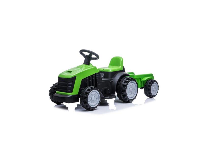 Mini Trator Carro Eletrico Infantil Bang Toys 6v com Reboque Verde