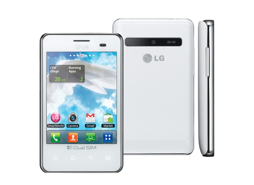 Smartphone LG Optimus L3 Dual E405 Câmera 3,2 MP 2 Chips 2GB Android 2.3 (Gingerbread) 3G Wi-Fi