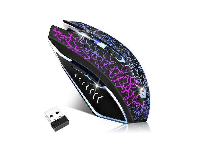 Mouse sem fio para jogos LulabBoard recarregável 2400 DPI preto