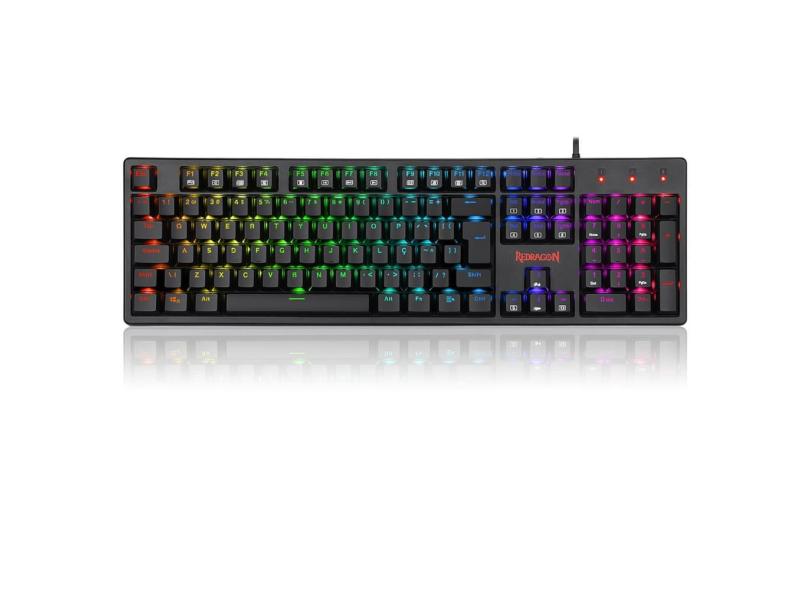Teclado Mecânico Gamer Redragon Kama RGB Switche Azul ABNT2 Preto - K578-RGB 