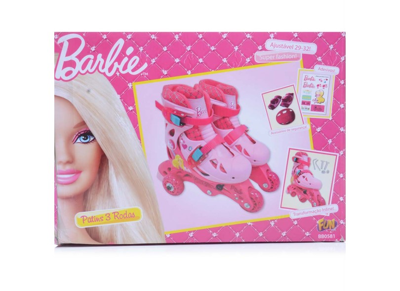 Patins 3 Rodas Barbie Barão Toys