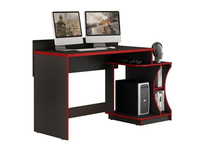 Mesa Para Computador Gamer Preto Vermelho - Valdemóveis