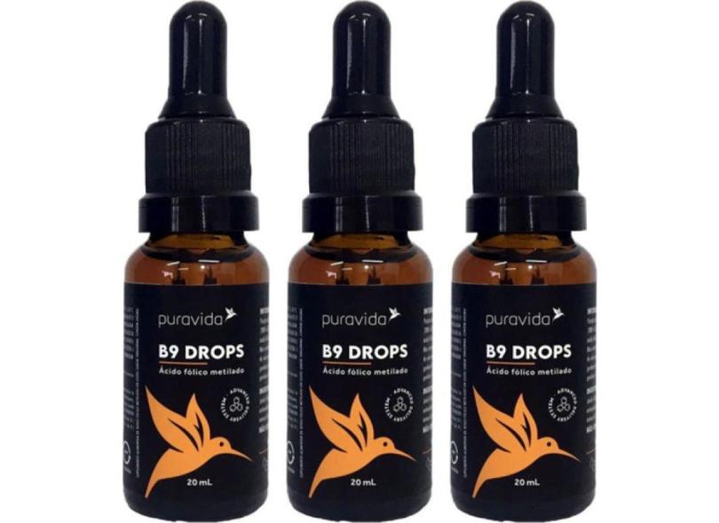 VITAMINA B9 ÁCIDO FóLICO GOTAS 3 X 20ML PURAVIDA 