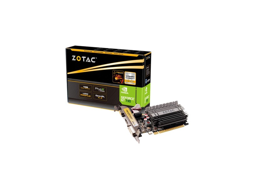 Placa de Video NVIDIA GeForce T 730 1 GB DDR3 64 Bits Zotac ZT-71106-10L
