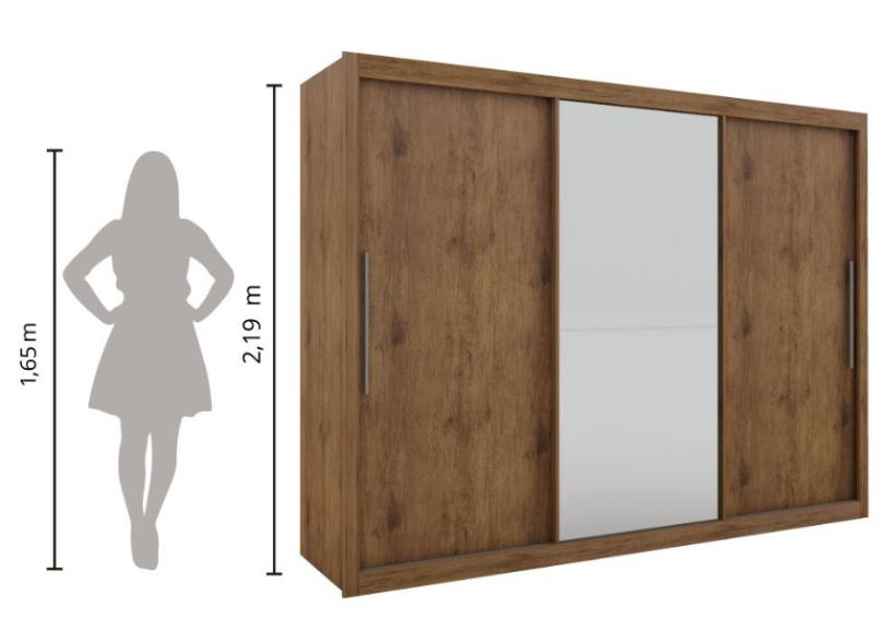 Guarda-Roupa Casal 3 Portas 4 Gavetas com Espelho Real Gelius Móveis