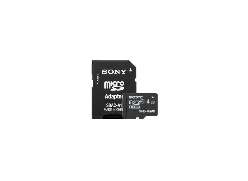 Cartão de Memória Micro SDHC com Adaptador Sony 4 GB SR-4C4
