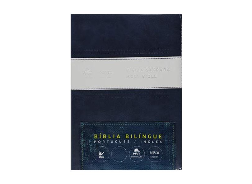Bíblia Sagrada Nvi – Português e Inglês - Azul e Branco - Editora Vida - 9788000002958