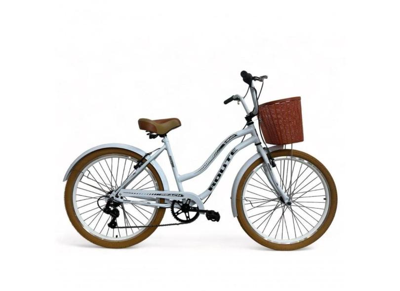 Bicicleta Retro Feminina Aro 26 Beach + 7v Shimano -route Bike Branco
