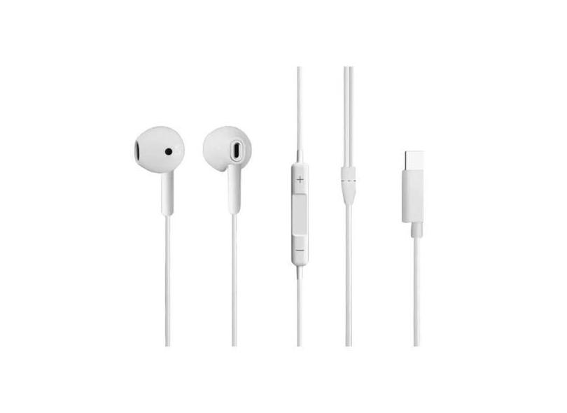Fone de Ouvido Intra-auricular C/ Fio Tipo C Branco - Bright