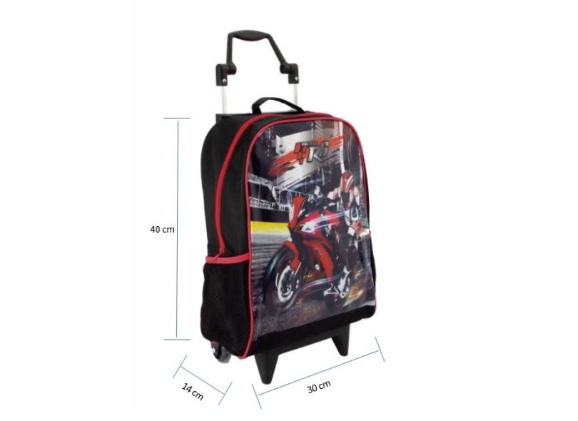 Mochila Infantil de Rodinha Moto de Corrida VIABAGS - Tamanho G em Promoção  é no Bondfaro