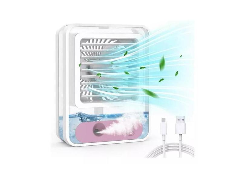 Ventilador De Mesa Umidificador Agua Led Touch Usb Portatil - Desktop