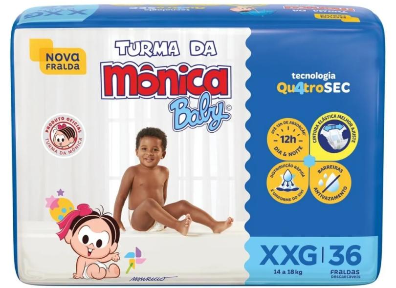 Fralda Turma da Mônica Baby Quatrosec XXG 36 Und 14 - 18kg