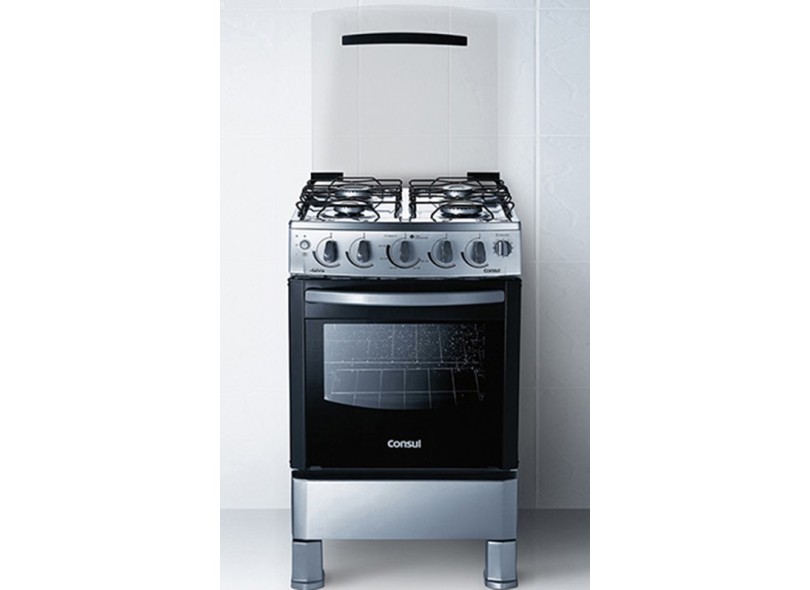 Fogão de Piso Consul Facilite Timer 4 Bocas Acendimento Automático Acabamento Inox CF550BR
