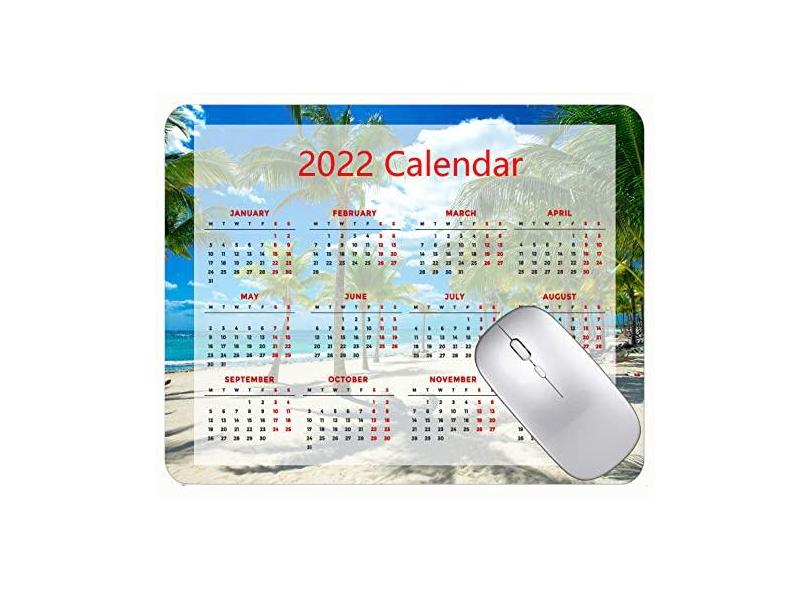 Mouse pad colorido para calendário 2022 ano 2022, praia, mar, palmeiras