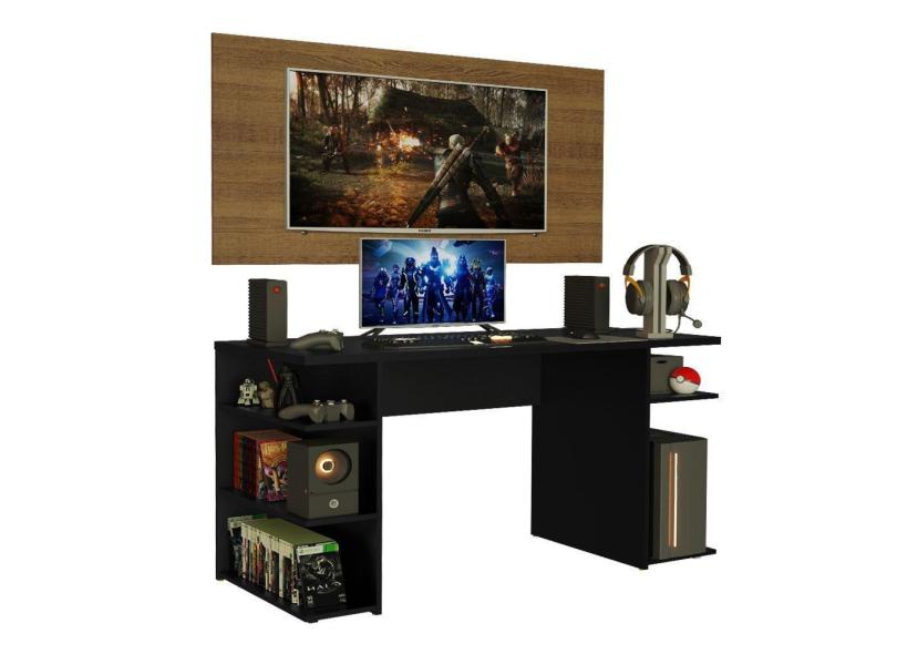 Mesa Gamer Preta e Painel para TV até 50 Polegadas Madesa