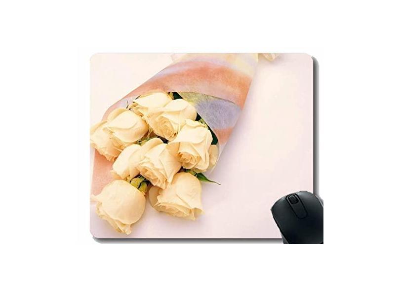 Mouse pad de borracha antiderrapante para jogos, caixa de flores delicadas com rosas e flores