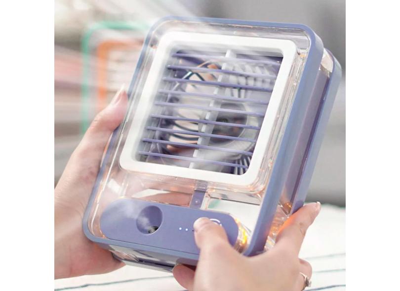 Ventilador De Mesa Com Umidificador E Luz Led Recarregável