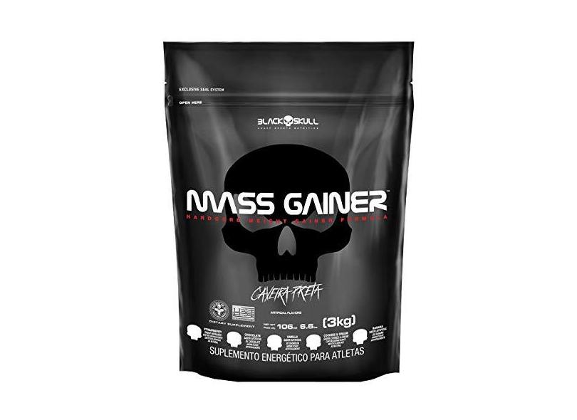 Mass Gainer Refil (3Kg) - Sabor Baunilha, Black Skull