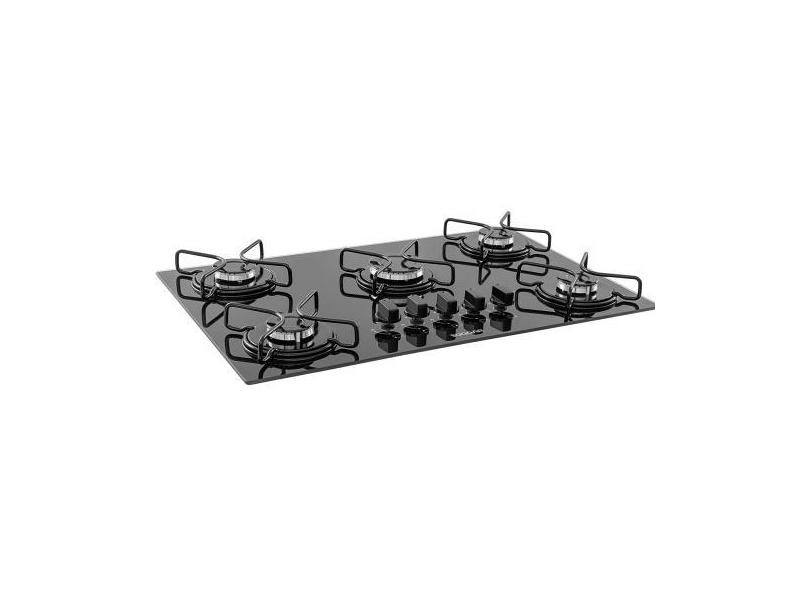 Fogão Cooktop a Gás Suggar 5 Bocas Esmaltado Preto Bivolt, Bivolt