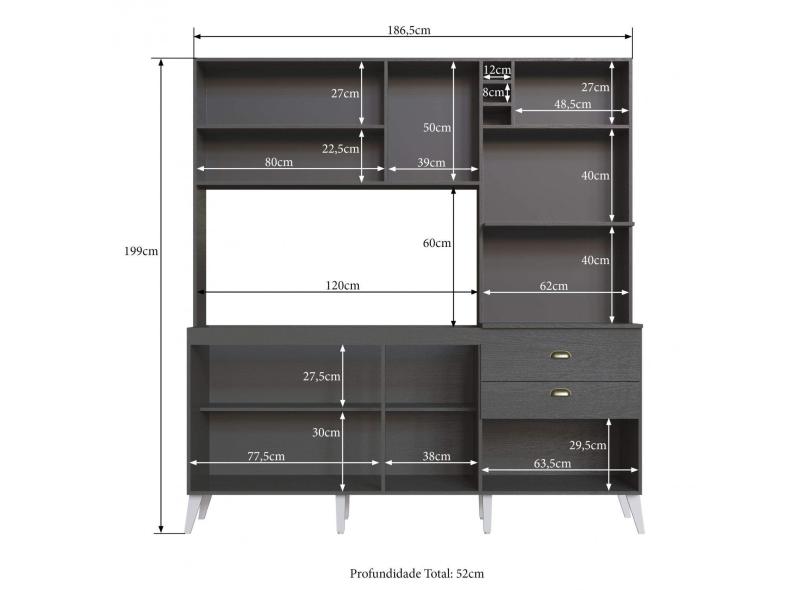 Cozinha Compacta 3 Gavetas 7 Portas para Micro-ondas / Forno Donna Casamia