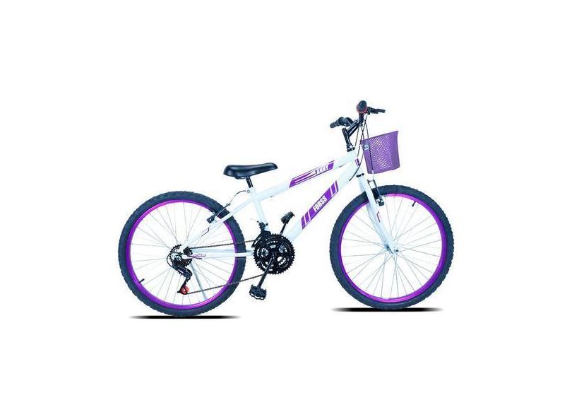 Bicicleta Aro 24 C/Cestinha Forss Anny 18 Marchas Rosa