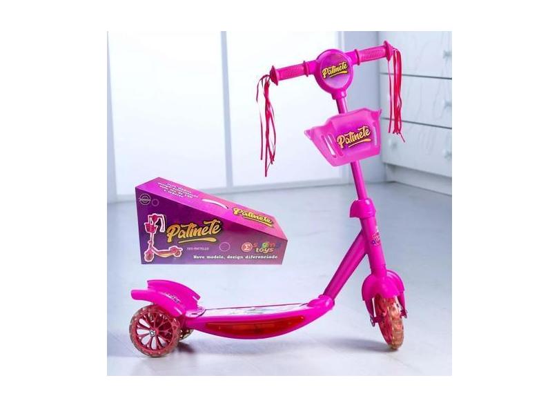 Patinete Infantil 3 Rodas Musical Luzes E Cesto - mk