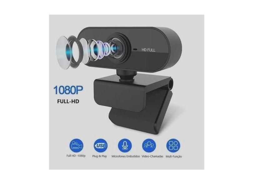 Webcam Microfone Camera Usb de Computador Com Microfone Embutido Full Hd 1080p