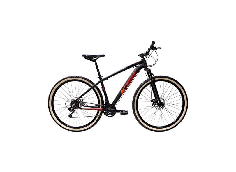 Bicicleta Aro 29 Ksw 21 Marchas Alumínio Cambio Shiman0 Freio a Disco (Preto/Vermelho/Laranja, 19)