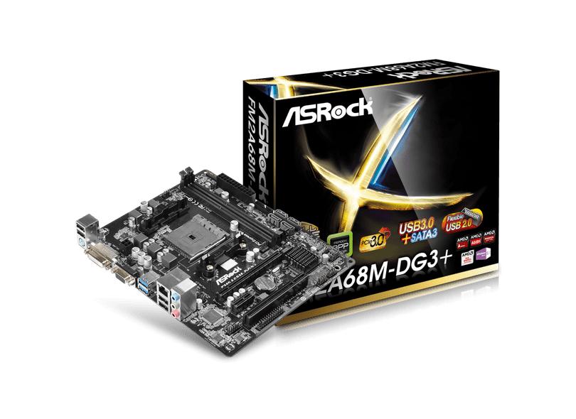 Placa Mãe AsRock FM2A68M-DG3+ AMD FM2+ DDR3 mATX