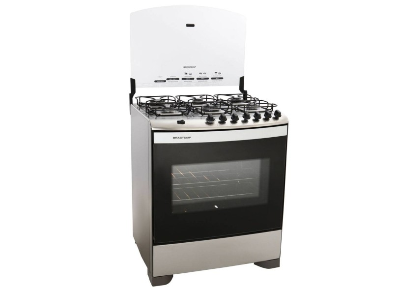 Fogão de Piso Brastemp Clean 6 Bocas Acendimento Automático Acabamento Inox BFS6NAR